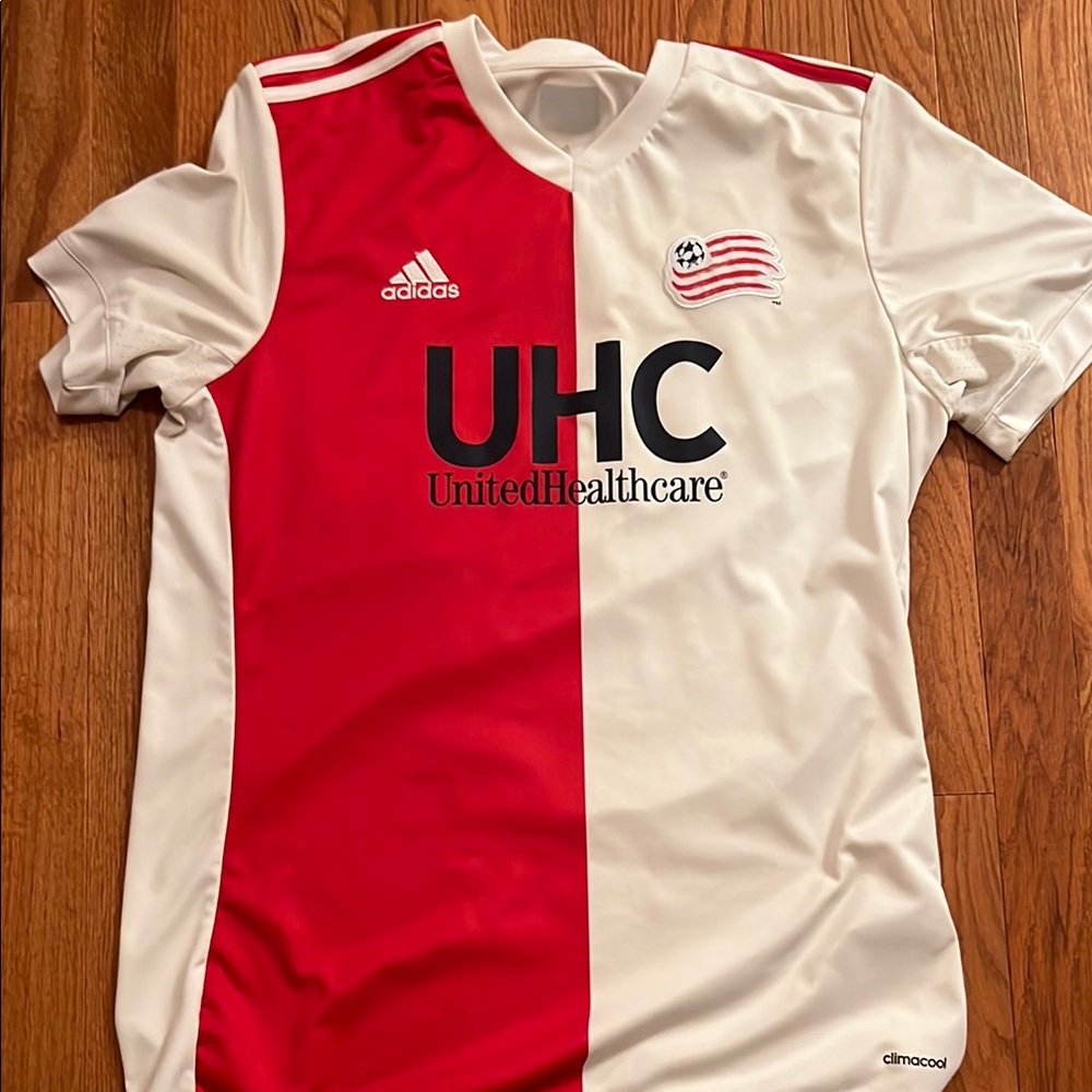 Adidas Red and White Soccer Jersey Bold Design